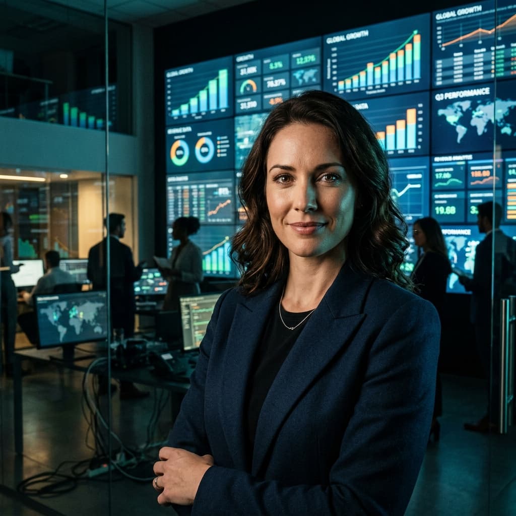 Business leader with data analytics